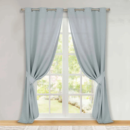Classic Modern Solid Room Darkening Blackout Curtain Panels, Set of 2