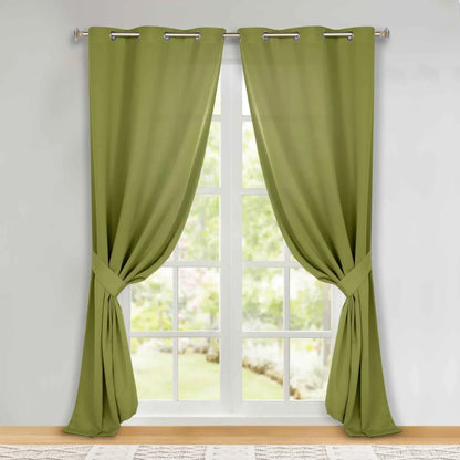 Classic Modern Solid Room Darkening Blackout Curtain Panels, Set of 2