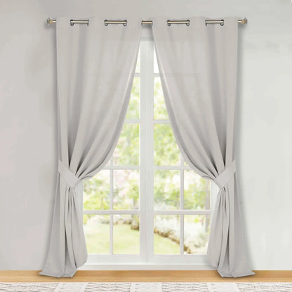 Classic Modern Solid Room Darkening Blackout Curtain Panels, Set of 2