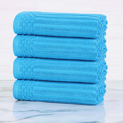 Ribbed Textured Cotton Ultra-Absorbent 4 Piece Hand Towel Set