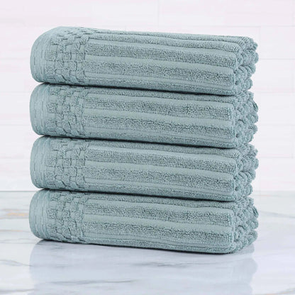 Ribbed Textured Cotton Ultra-Absorbent 4 Piece Hand Towel Set