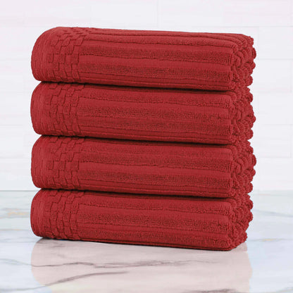 Ribbed Textured Cotton Ultra-Absorbent 4 Piece Hand Towel Set