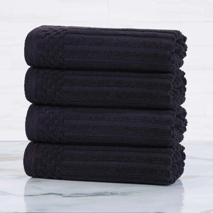 Ribbed Textured Cotton Ultra-Absorbent 4 Piece Hand Towel Set