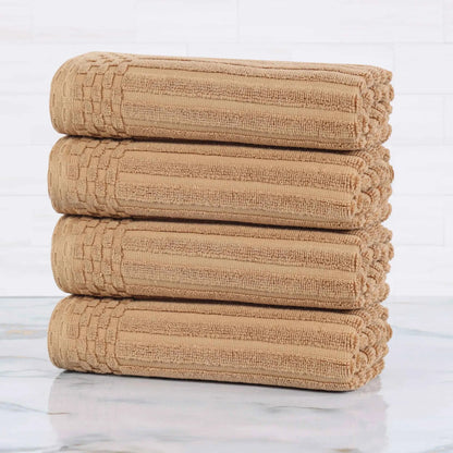 Ribbed Textured Cotton Ultra-Absorbent 4 Piece Hand Towel Set