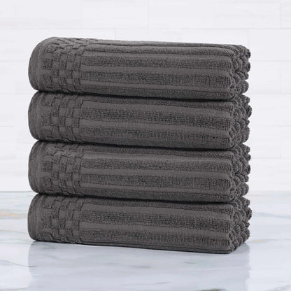 Ribbed Textured Cotton Ultra-Absorbent 4 Piece Hand Towel Set