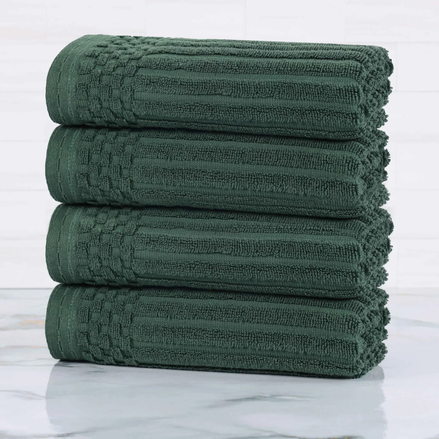 Ribbed Textured Cotton Ultra-Absorbent 4 Piece Hand Towel Set