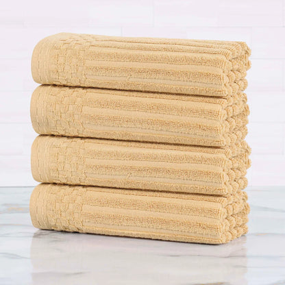 Ribbed Textured Cotton Ultra-Absorbent 4 Piece Hand Towel Set