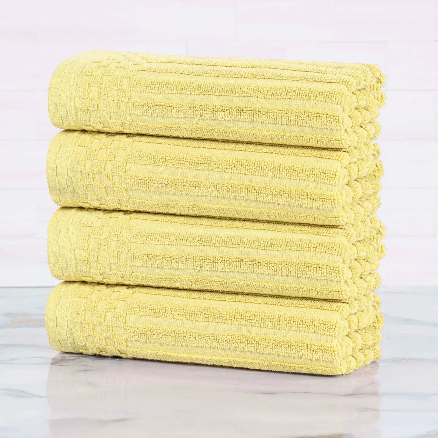 Ribbed Textured Cotton Ultra-Absorbent 4 Piece Hand Towel Set