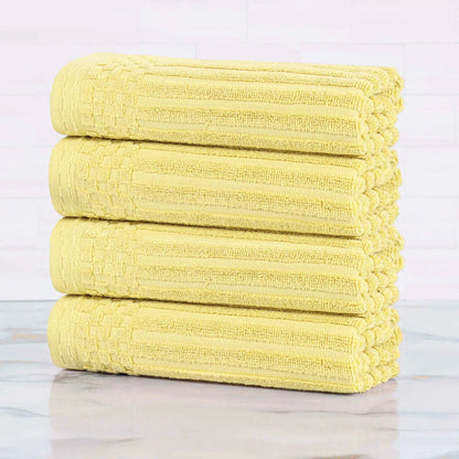 Ribbed Textured Cotton Ultra-Absorbent 4 Piece Hand Towel Set