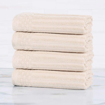 Ribbed Textured Cotton Ultra-Absorbent 4 Piece Hand Towel Set
