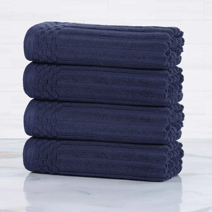 Ribbed Textured Cotton Ultra-Absorbent 4 Piece Hand Towel Set
