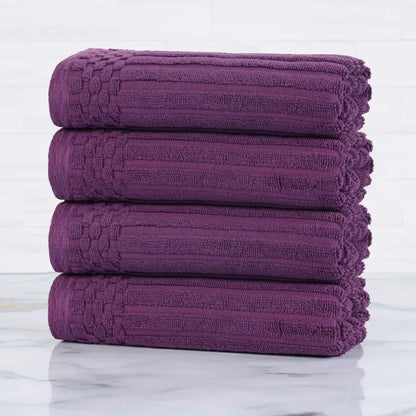 Ribbed Textured Cotton Ultra-Absorbent 4 Piece Hand Towel Set