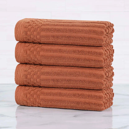 Ribbed Textured Cotton Ultra-Absorbent 4 Piece Hand Towel Set