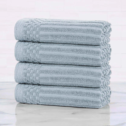 Ribbed Textured Cotton Ultra-Absorbent 4 Piece Hand Towel Set