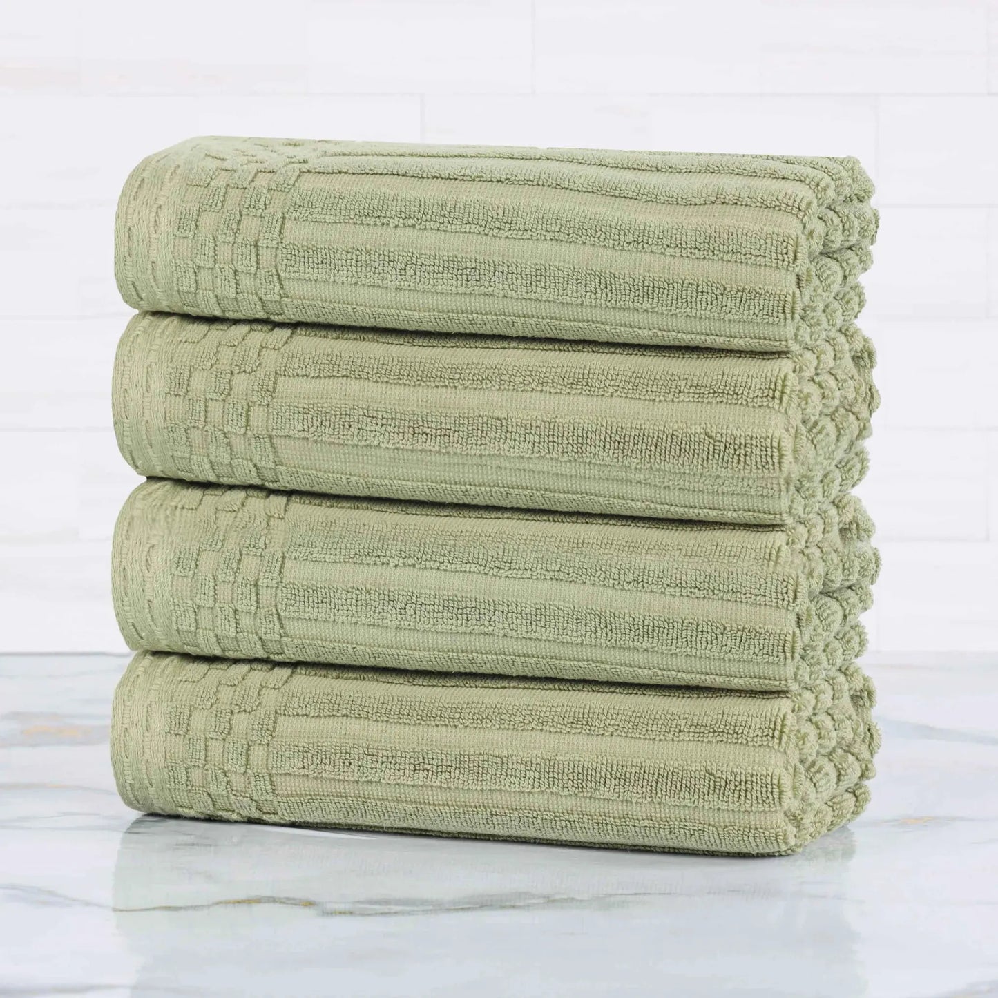 Ribbed Textured Cotton Ultra-Absorbent 4 Piece Hand Towel Set