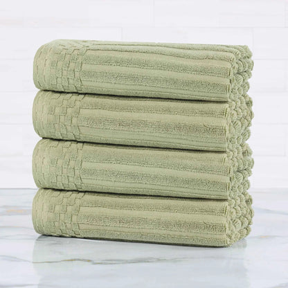 Ribbed Textured Cotton Ultra-Absorbent 4 Piece Hand Towel Set