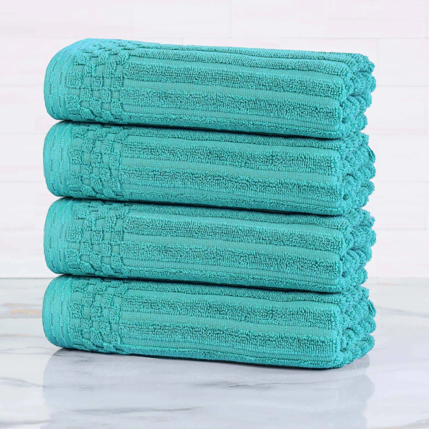 Ribbed Textured Cotton Ultra-Absorbent 4 Piece Hand Towel Set