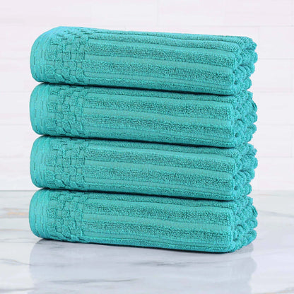 Ribbed Textured Cotton Ultra-Absorbent 4 Piece Hand Towel Set