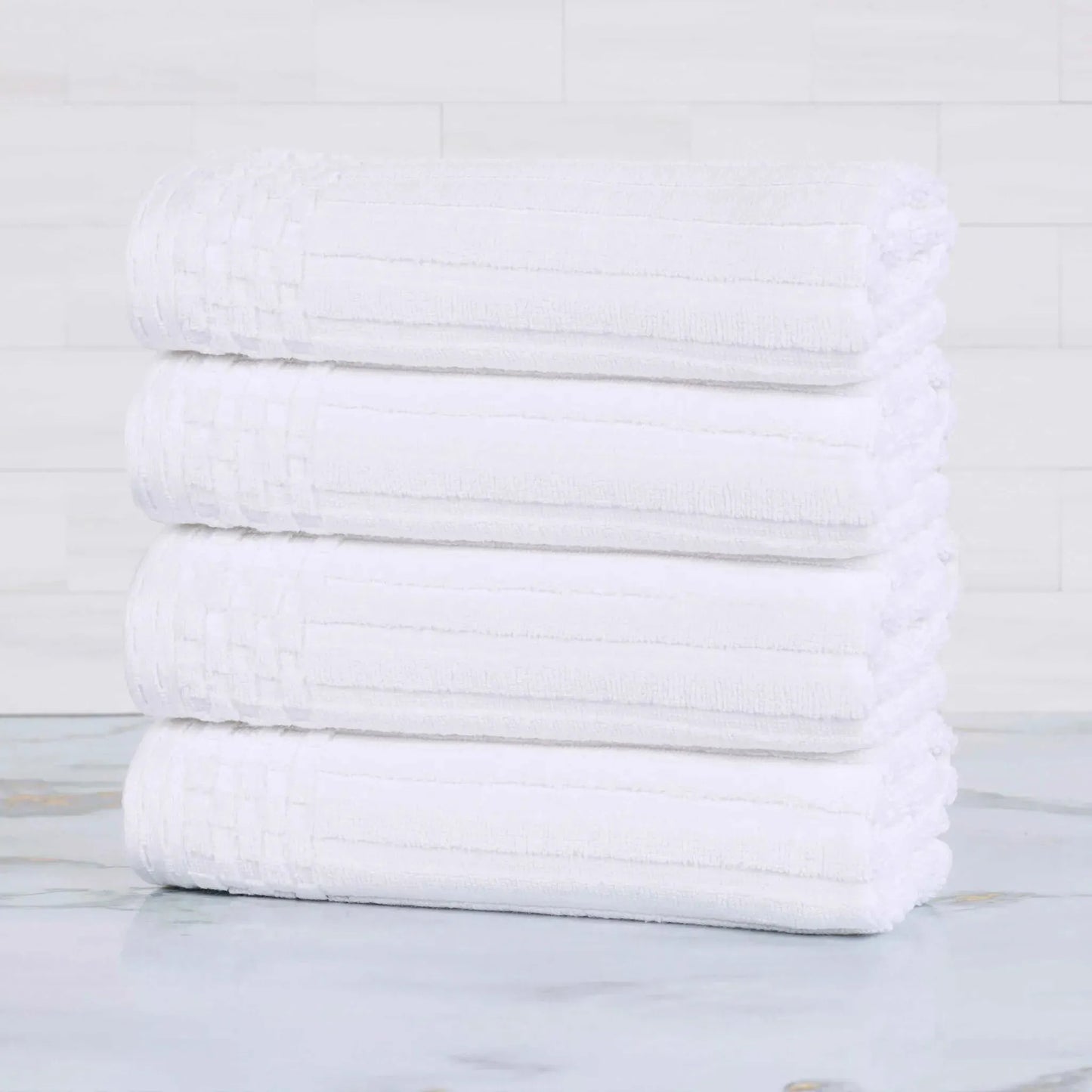Ribbed Textured Cotton Ultra-Absorbent 4 Piece Hand Towel Set
