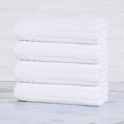 Ribbed Textured Cotton Ultra-Absorbent 4 Piece Hand Towel Set