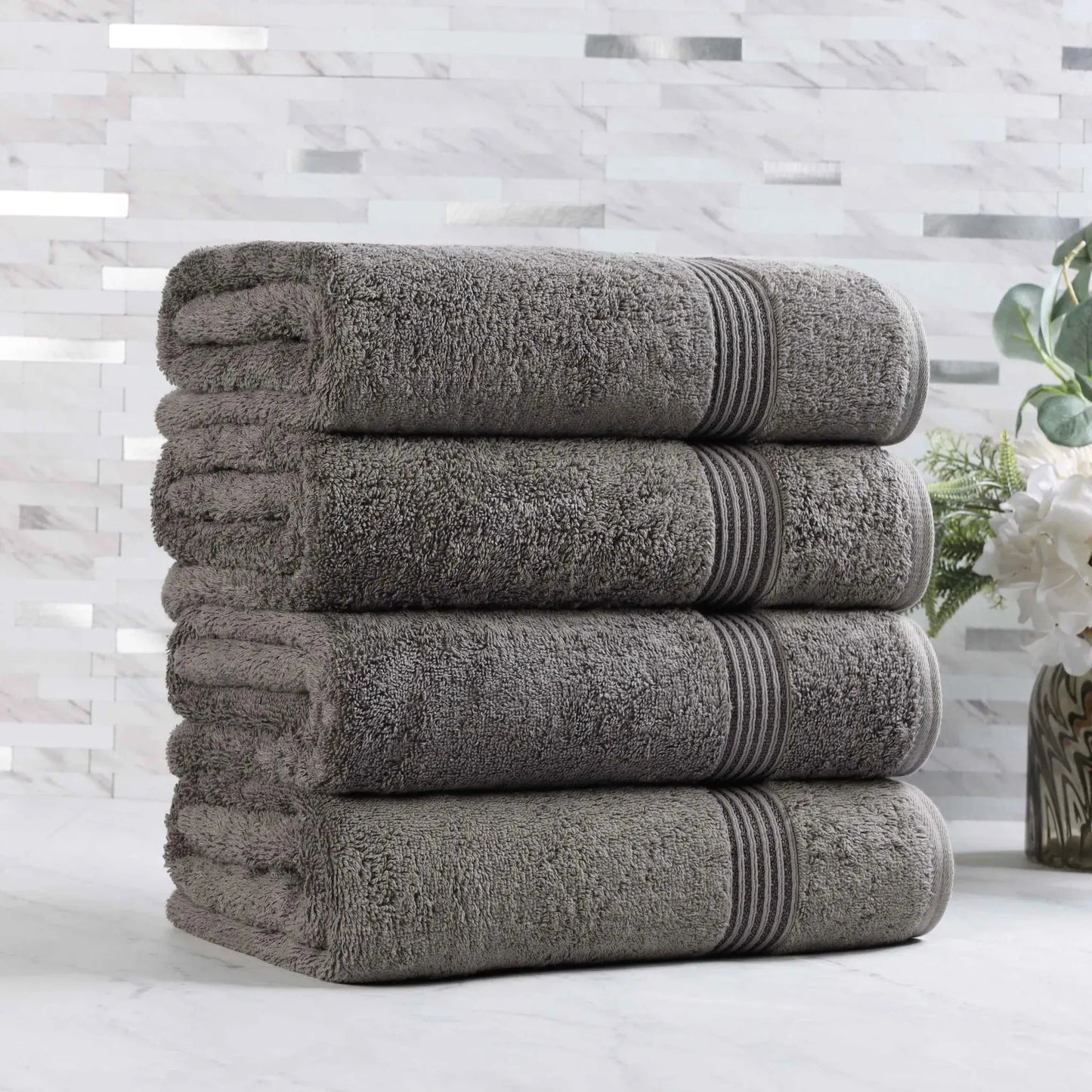 Heritage Egyptian Cotton Plush Absorbent Luxury Bath Towel Set of 4