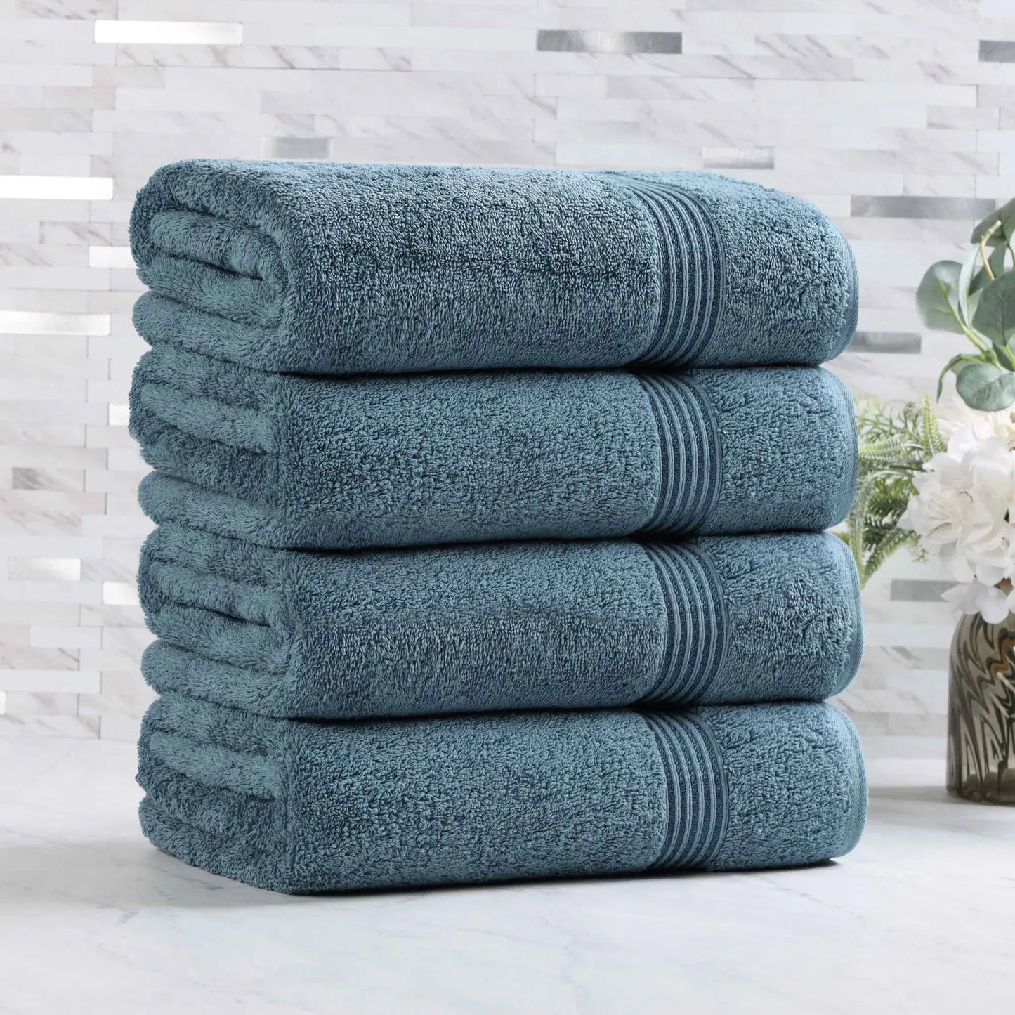 Heritage Egyptian Cotton Plush Absorbent Luxury Bath Towel Set of 4