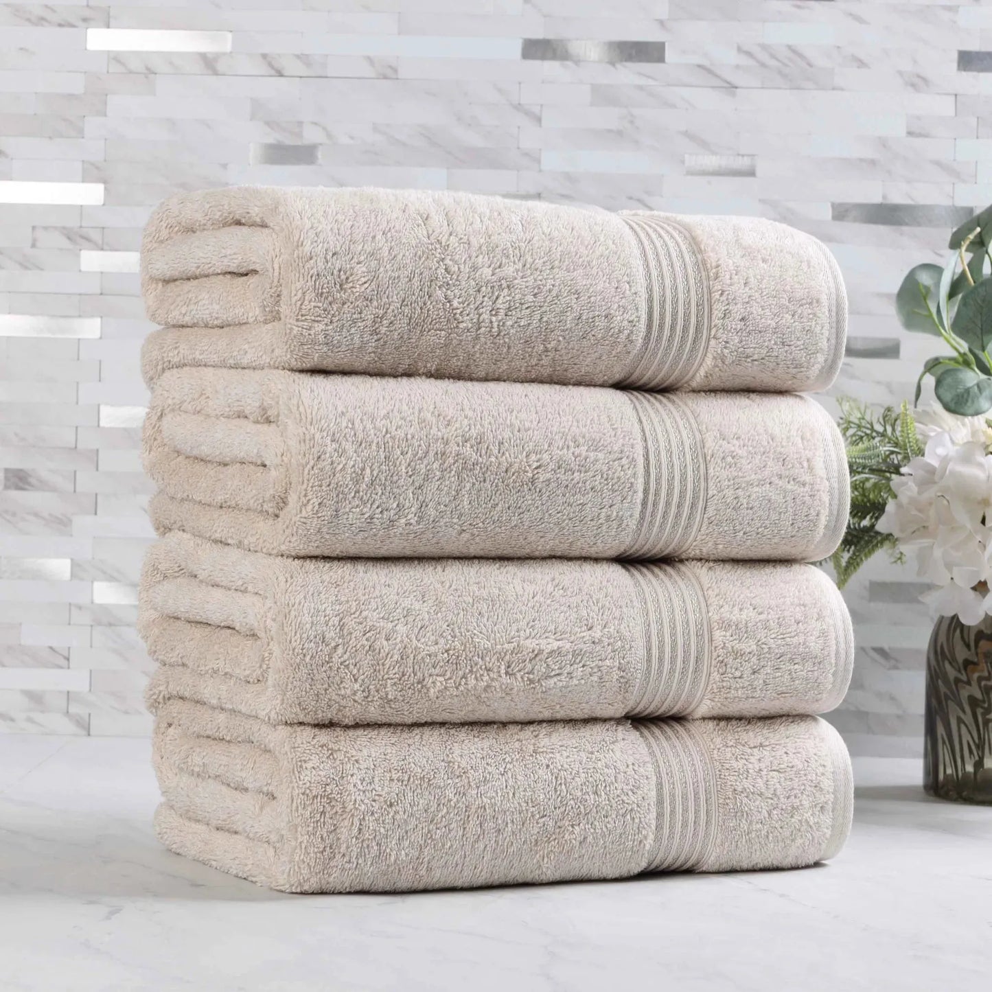 Heritage Egyptian Cotton Plush Absorbent Luxury Bath Towel Set of 4