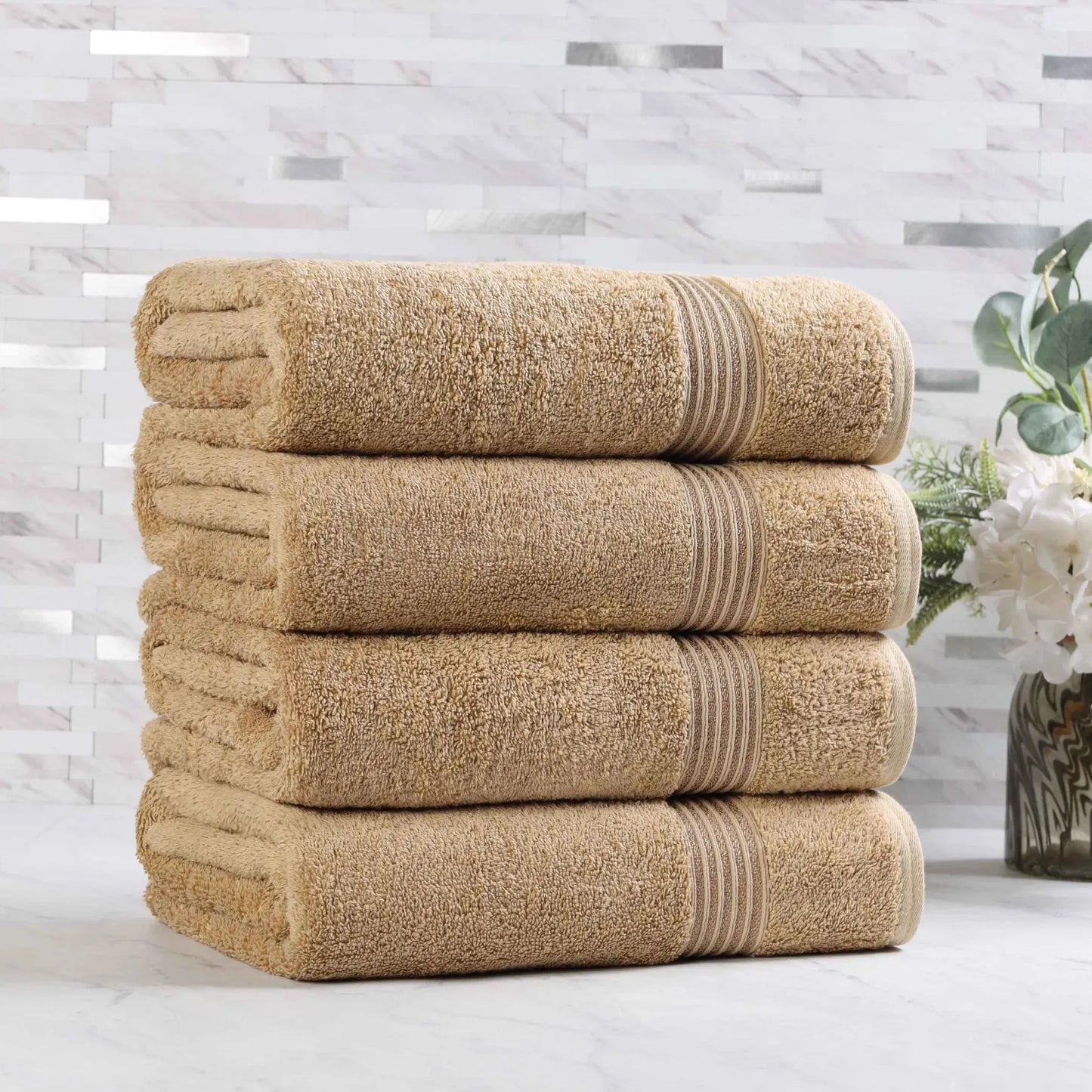 Heritage Egyptian Cotton Plush Absorbent Luxury Bath Towel Set of 4
