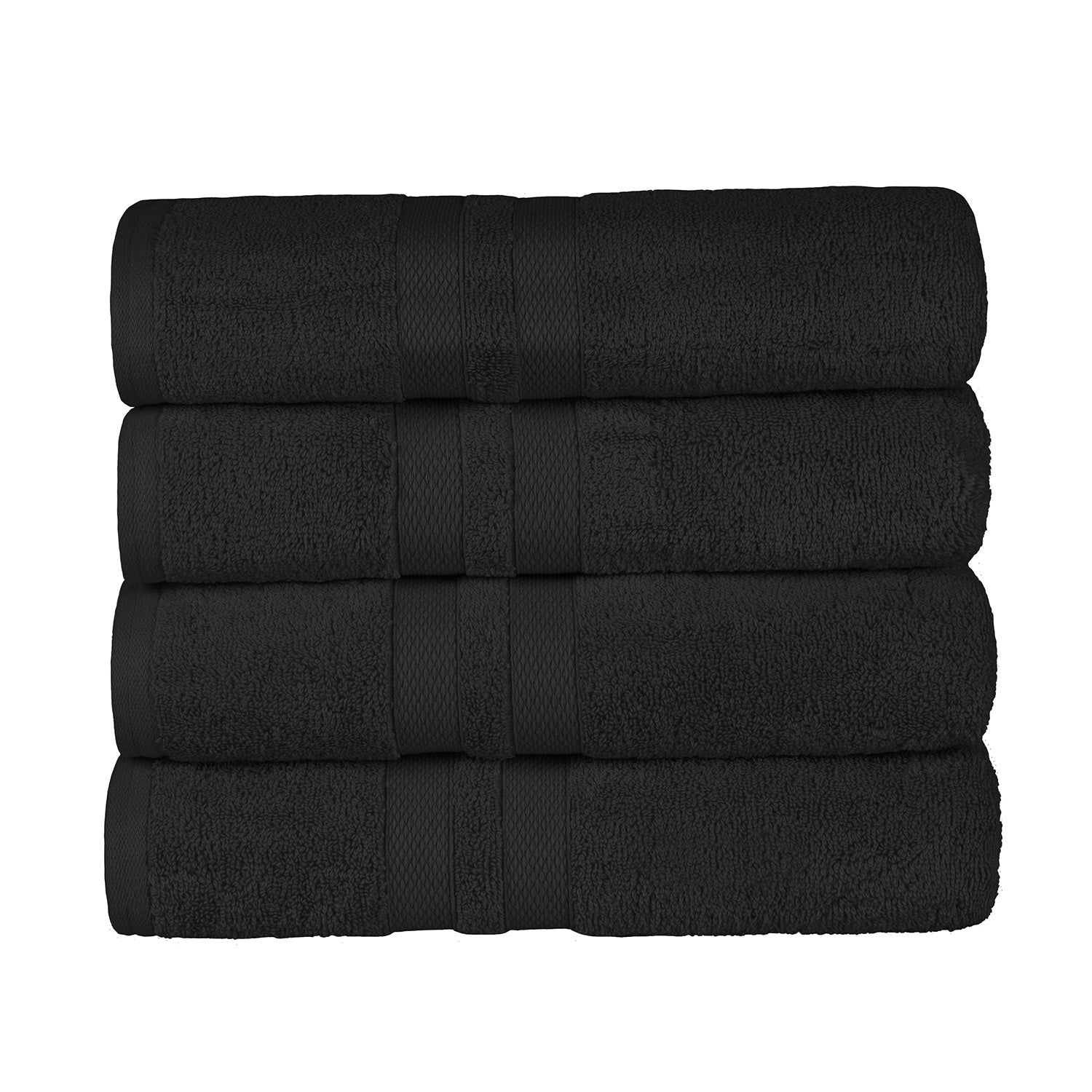 Superior Ultra Soft Cotton Absorbent Solid Bath Towel (Set of 4) -Black