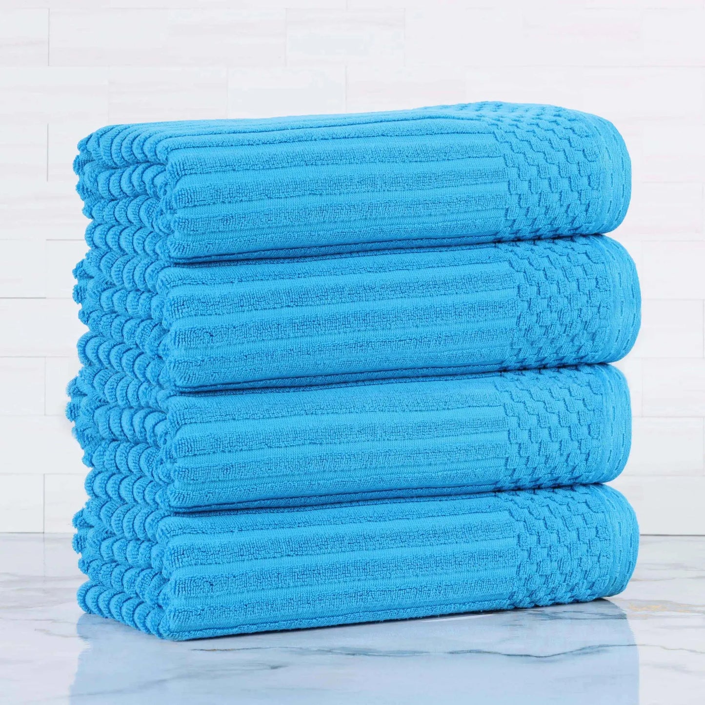 Soho Ribbed Cotton Absorbent Bath Towel Set of 4