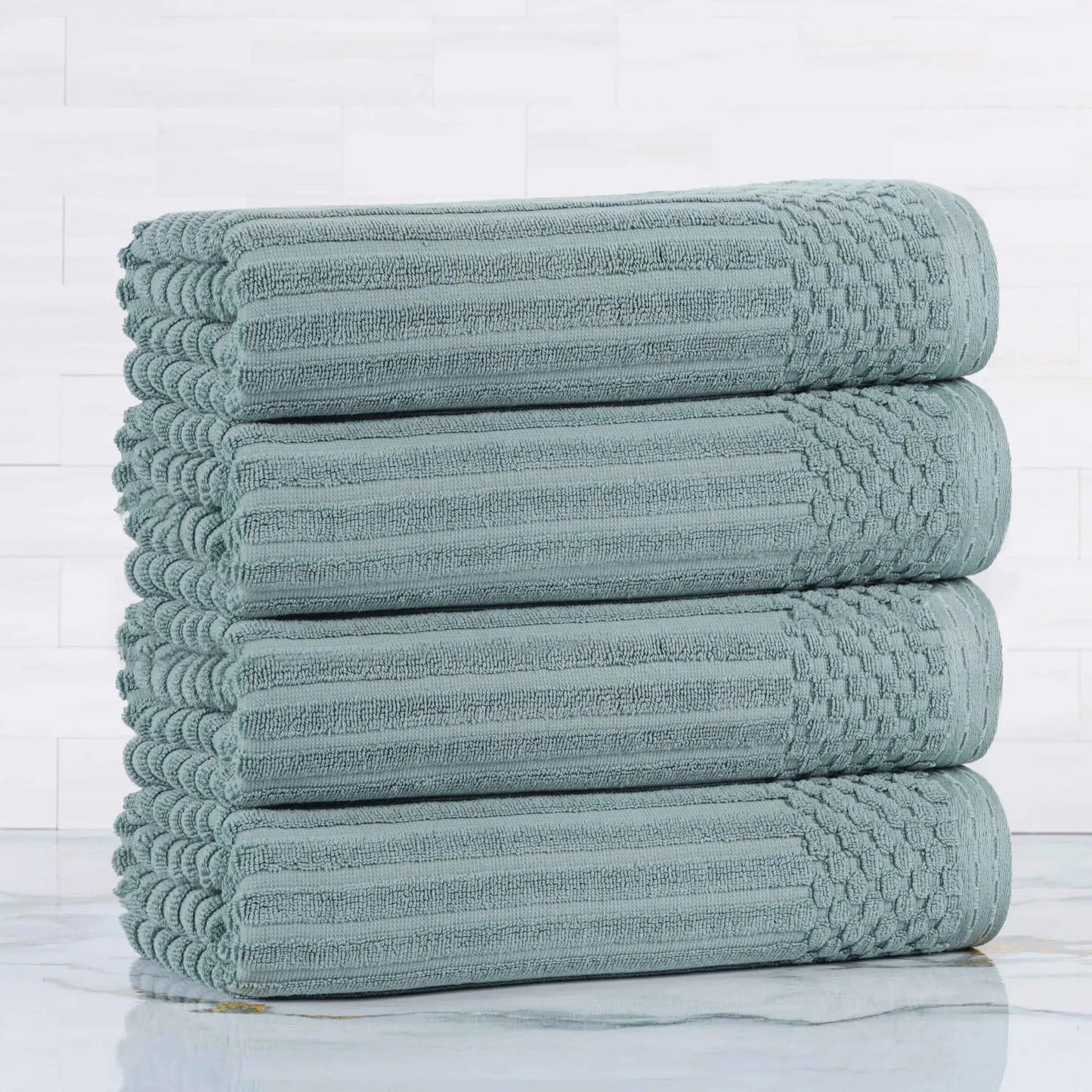 Soho Ribbed Cotton Absorbent Bath Towel Set of 4