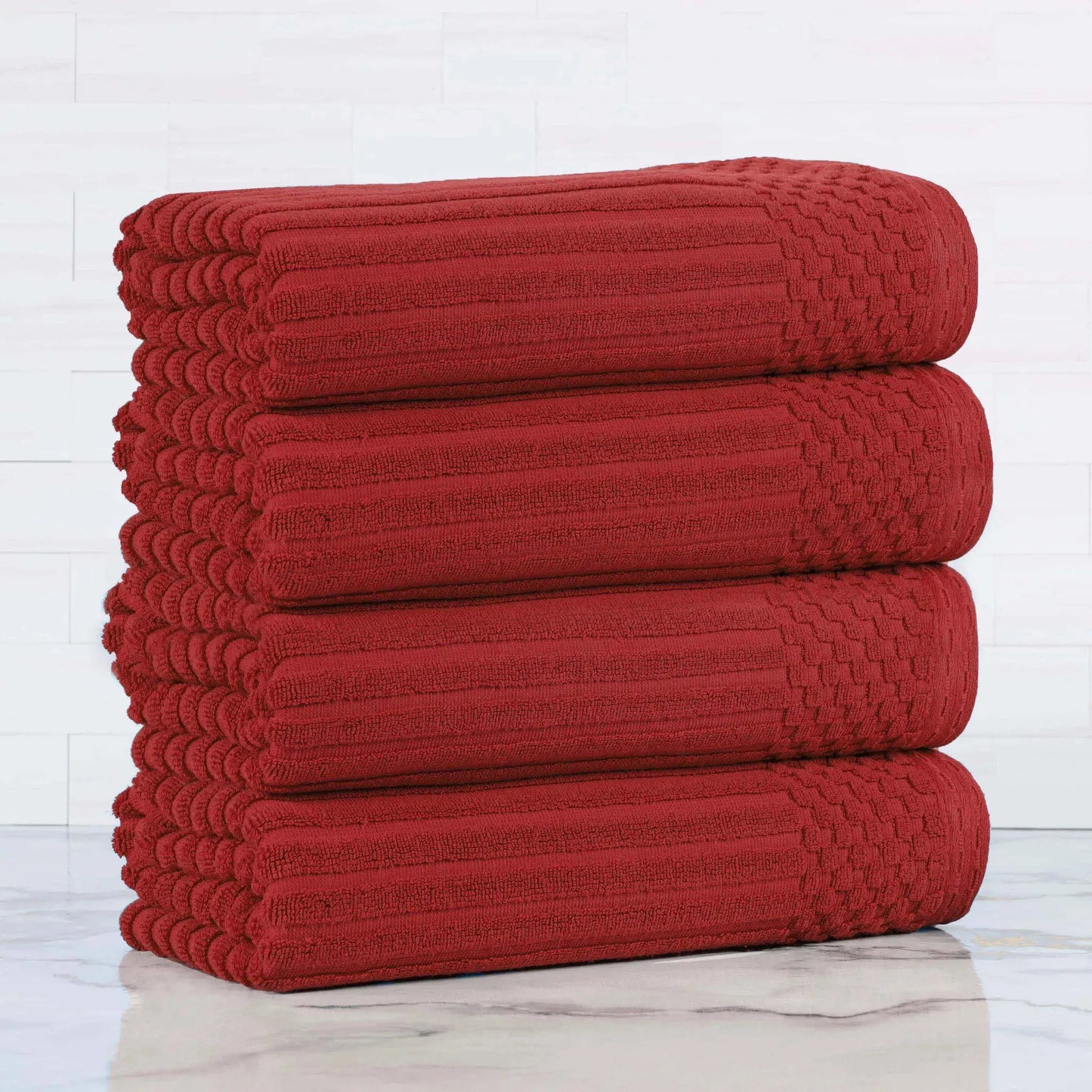 Soho Ribbed Cotton Absorbent Bath Towel Set of 4