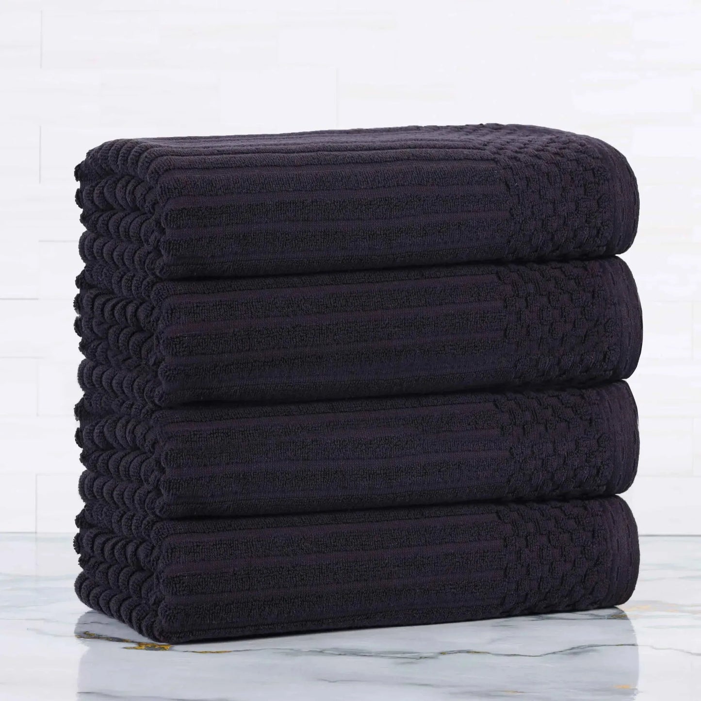 Soho Ribbed Cotton Absorbent Bath Towel Set of 4