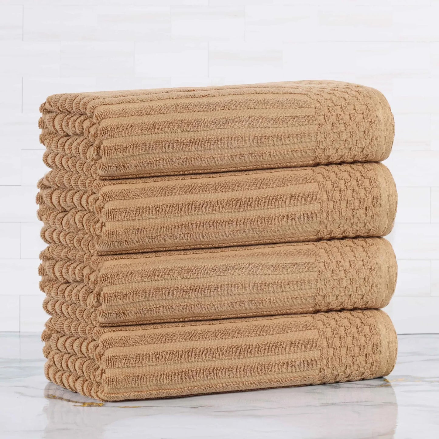 Soho Ribbed Cotton Absorbent Bath Towel Set of 4