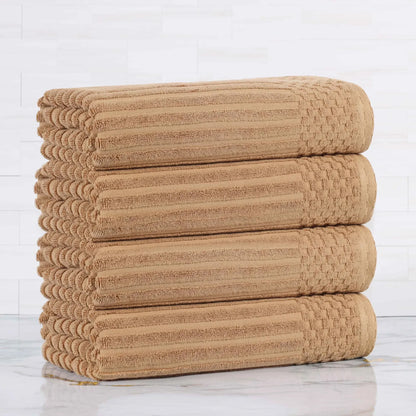 Soho Ribbed Cotton Absorbent Bath Towel Set of 4