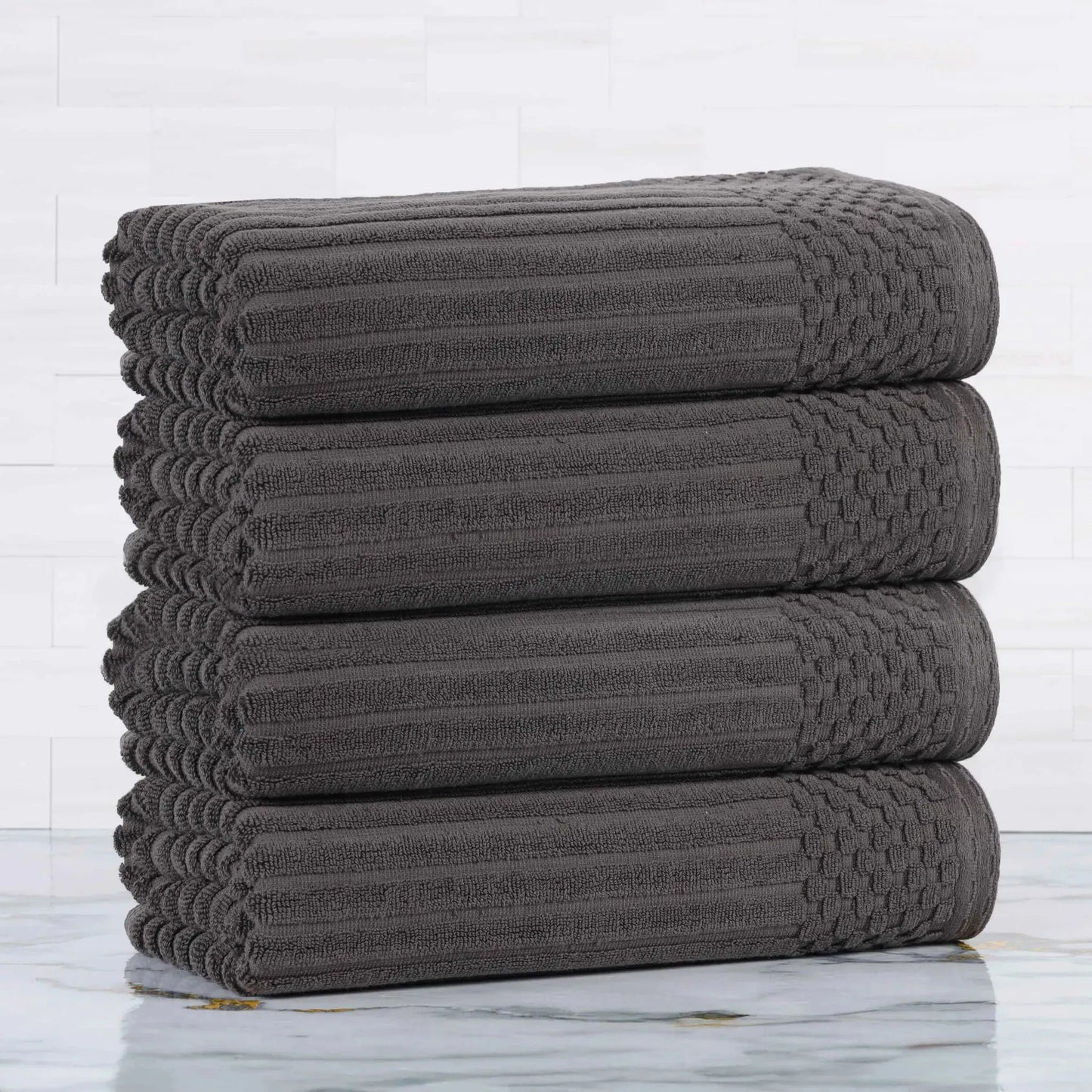 Soho Ribbed Cotton Absorbent Bath Towel Set of 4