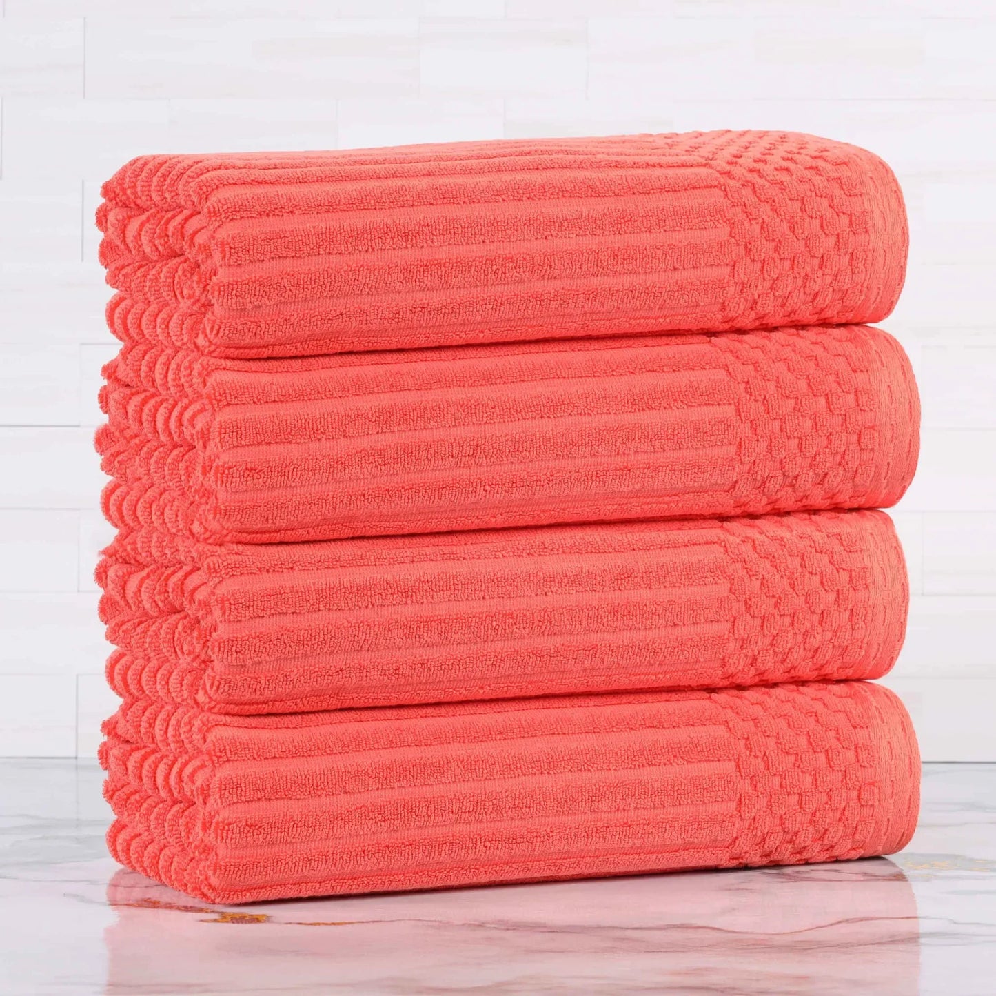 Soho Ribbed Cotton Absorbent Bath Towel Set of 4