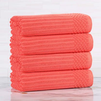 Soho Ribbed Cotton Absorbent Bath Towel Set of 4
