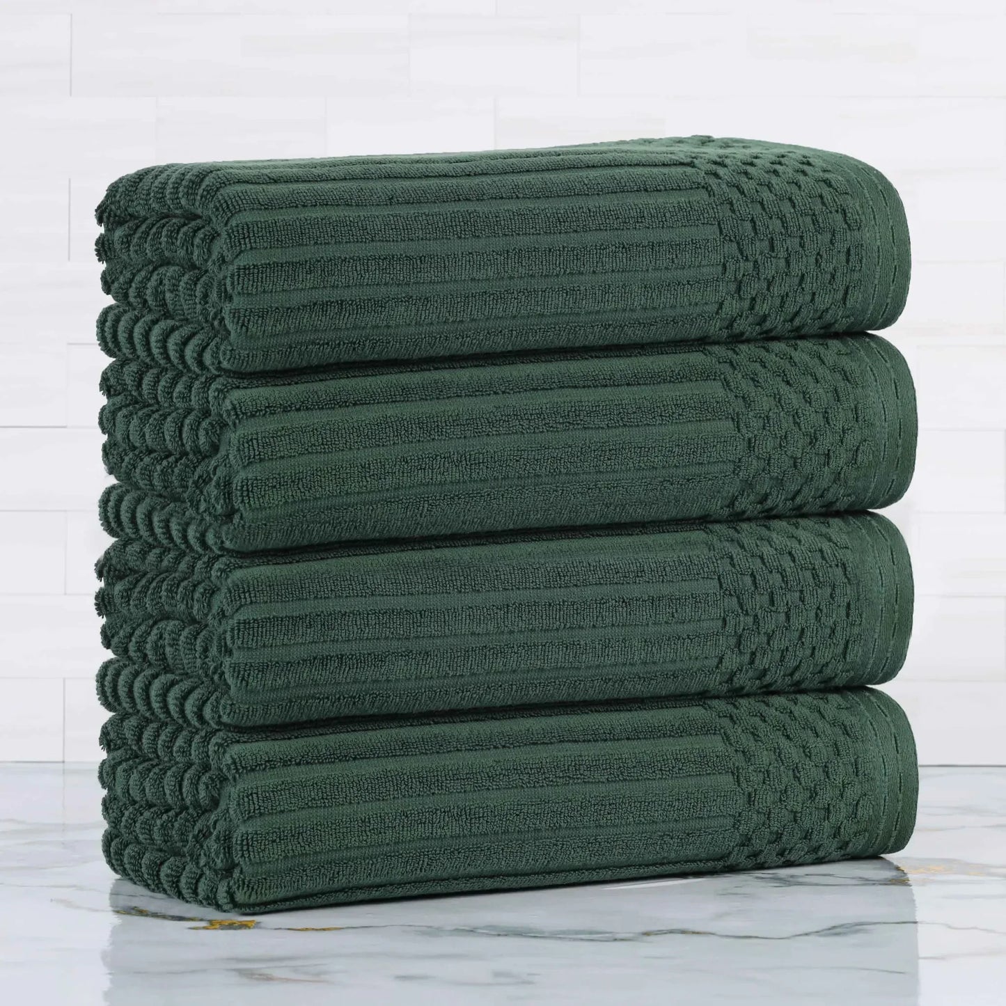 Soho Ribbed Cotton Absorbent Bath Towel Set of 4