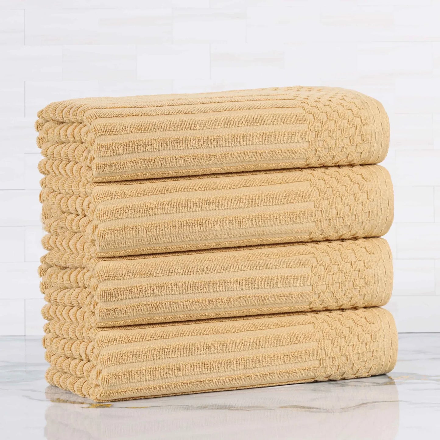 Soho Ribbed Cotton Absorbent Bath Towel Set of 4