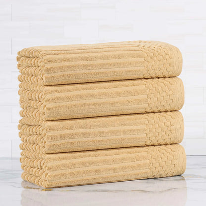 Soho Ribbed Cotton Absorbent Bath Towel Set of 4