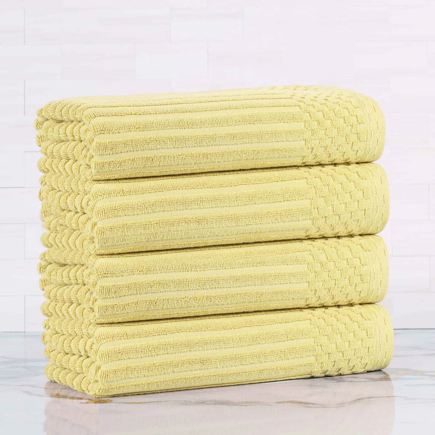 Soho Ribbed Cotton Absorbent Bath Towel Set of 4