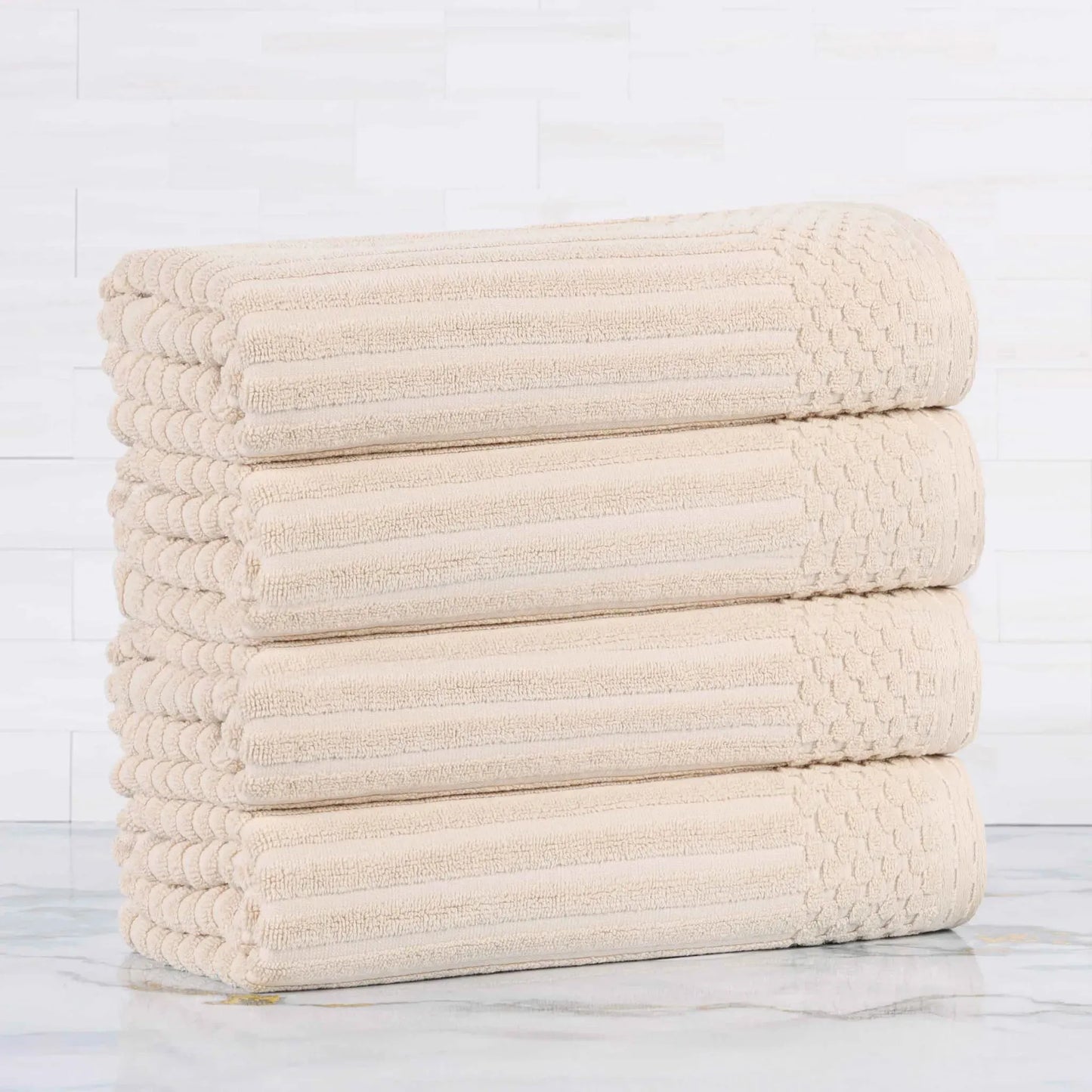 Soho Ribbed Cotton Absorbent Bath Towel Set of 4