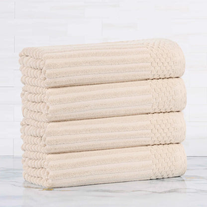 Soho Ribbed Cotton Absorbent Bath Towel Set of 4