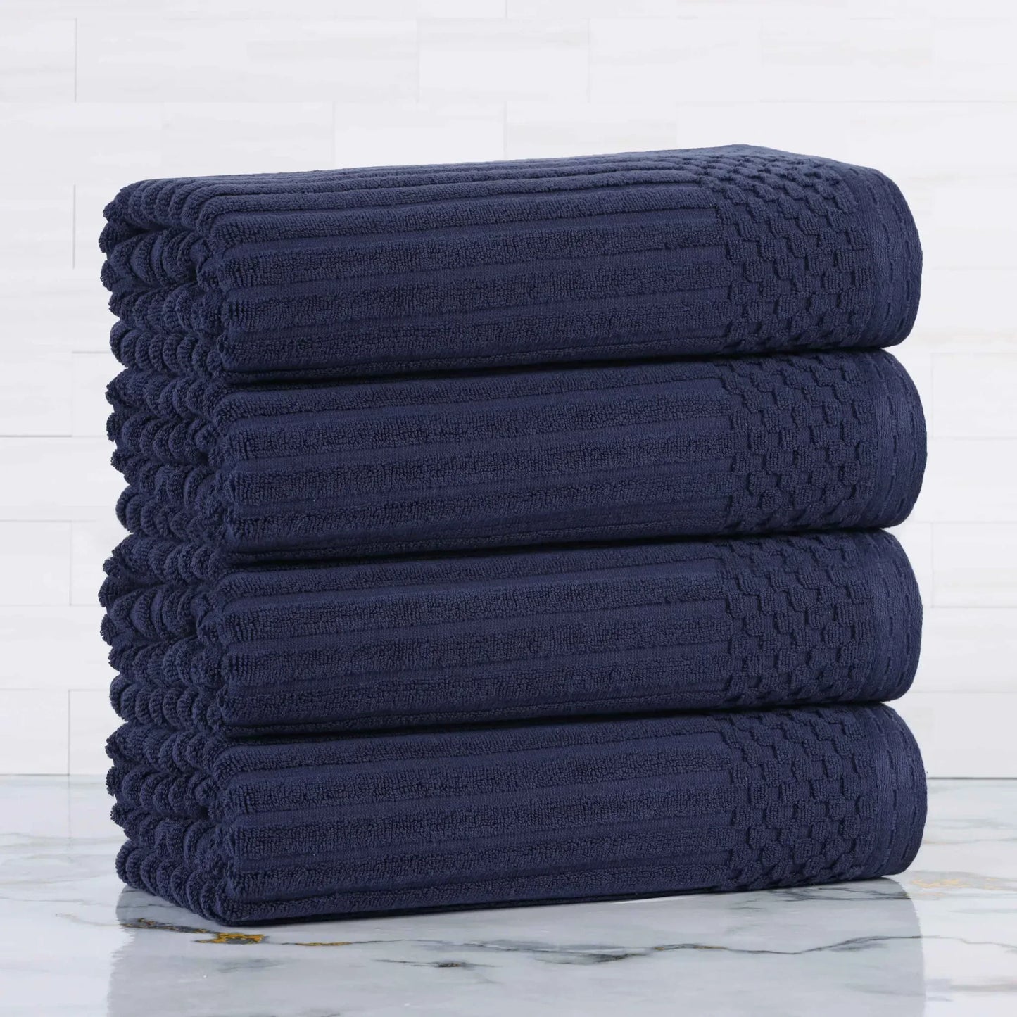 Soho Ribbed Cotton Absorbent Bath Towel Set of 4