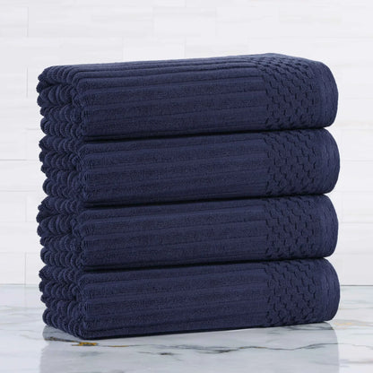Soho Ribbed Cotton Absorbent Bath Towel Set of 4