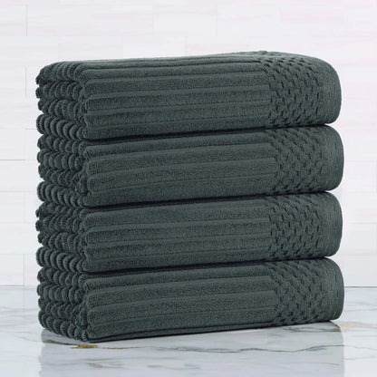 Soho Ribbed Cotton Absorbent Bath Towel Set of 4