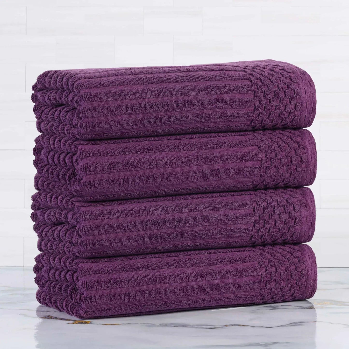 Soho Ribbed Cotton Absorbent Bath Towel Set of 4