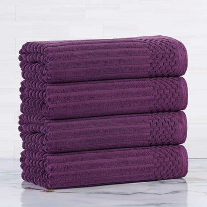 Soho Ribbed Cotton Absorbent Bath Towel Set of 4