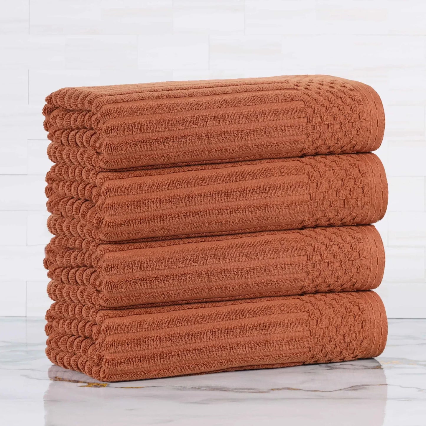 Soho Ribbed Cotton Absorbent Bath Towel Set of 4